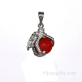 Bijoux pendentif pendentif griffe de dragon en argent sterling 925 rouge jade 15MM